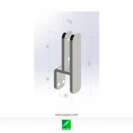 Soporte mampara escritorio para espesores de 5-10 mm. Altura max 700 mm