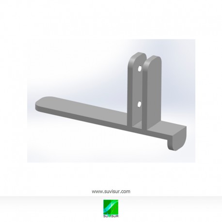 Soporte mampara escritorio desplazado para espesores de 5-10 mm. Laminado/Metacrilato Altura max 900 mm - 120x50 mm tope