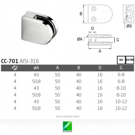 Pinza base curva CC-701