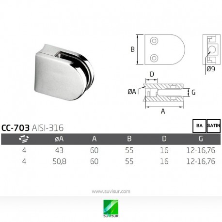 Pinza base curva CC-703