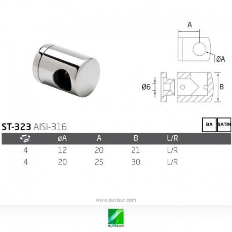 Soporte ciego para tubo plano ST-323