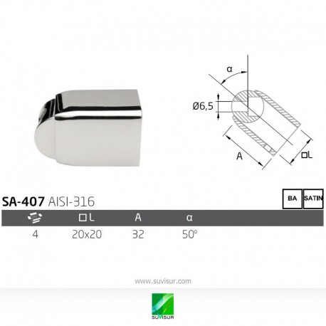 Soporte angular para tubo 20x20 SA-407