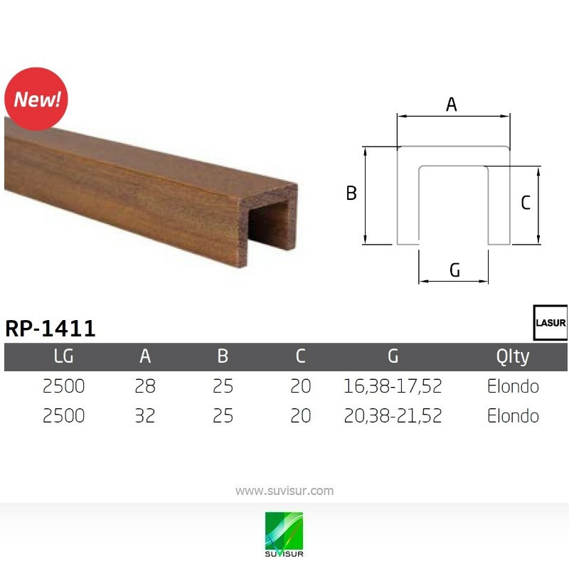 Pasamanos de madera rectangular RP-1411