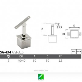 Soporte pasamanos poste tubo plano SA-434