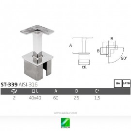 Soporte pasamanos poste tubo plano ST-339