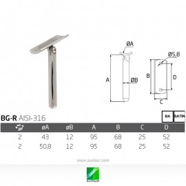 Soporte pasamanos regulable tubo redondo BG-R