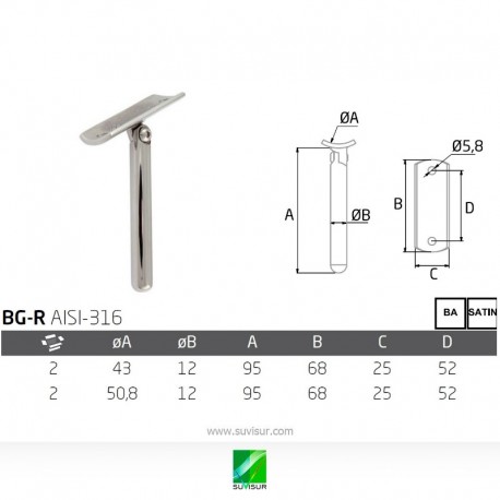 Soporte pasamanos regulable tubo redondo BG-R