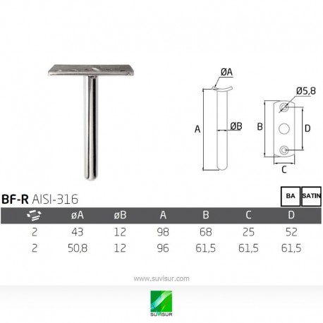 Soporte pasamanos fijo tubo redondo BF-R