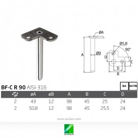 Soporte pasamanos ángulo tubo redondo BF-C R 90