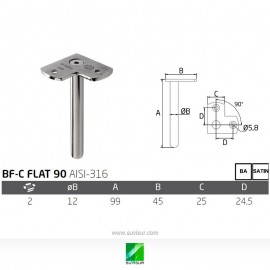 Soporte pasamanos ángulo tubo plano BF-C FLAT 90