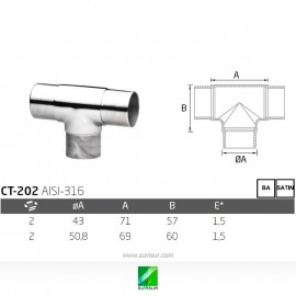 Unión en T para tubo redondo CT-202