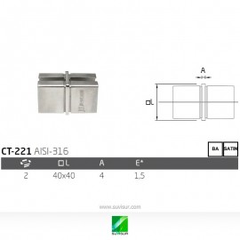 Unión recta tubo cuadrado CT-221