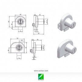 Cerradura vitrina oval