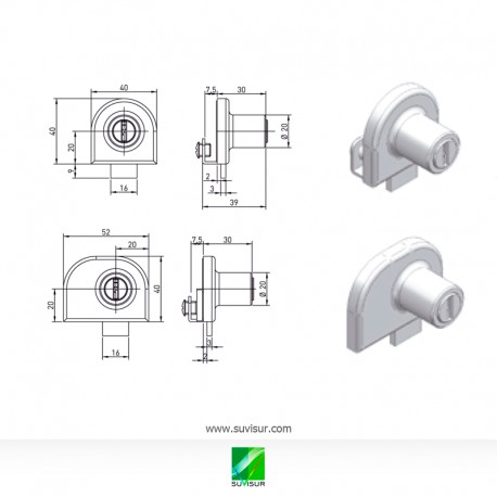 Cerradura vitrina oval